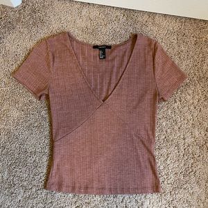 Short Sleeve V Neck Crop Top